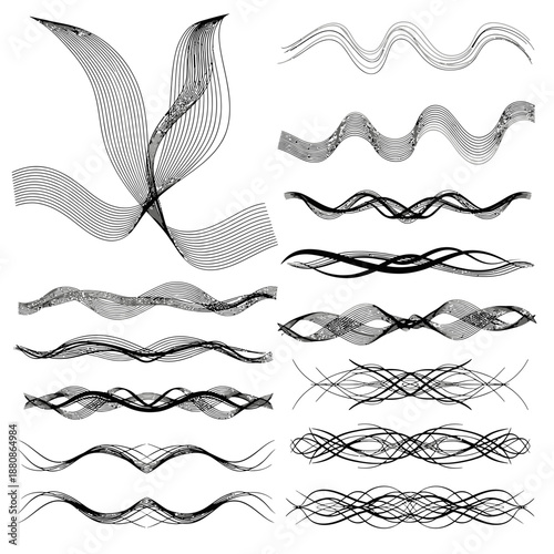 Elegant black line wave dividers for professional design projects, add a touch of modern style and sophisticated flair to layouts and creative compositions
