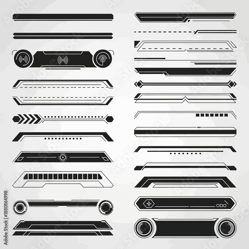 Modern HUD elements for futuristic tech designs, offering a sleek, high-tech feel for video games, user interfaces, and motion graphics projects