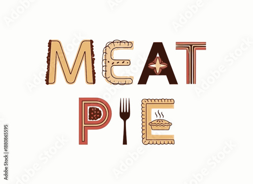 Illustrated Meat Pie logo incorporating fork and pastry