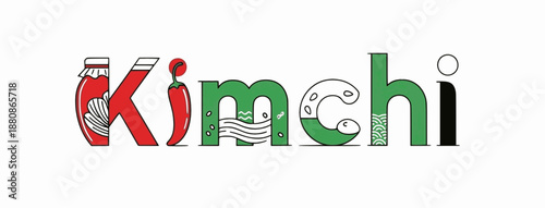 Red Kimchi logo with jar and chili peppers