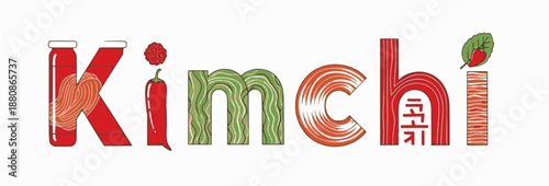 Patterned Kimchi illustration blending leaf and roots