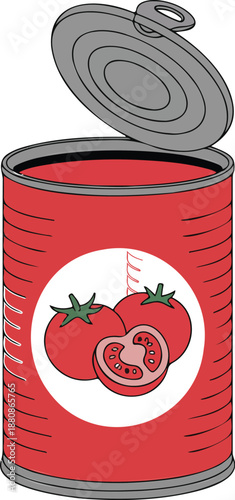 Open Tomato Soup Can Vector Illustration – Flat Food Design