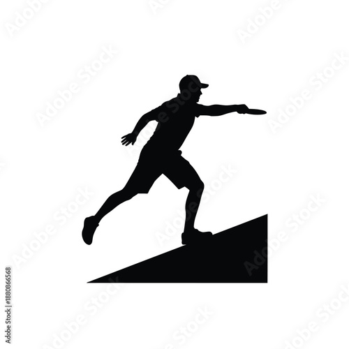 Silhouette of man running up a ramp black