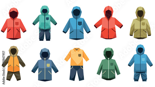 Colorful geometric winter hooded outfits for kids