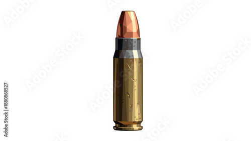 Realistic bullet design with metallic textures on white background