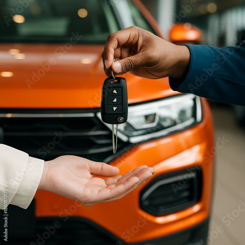 hand with car key