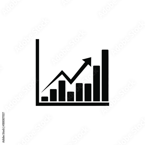 Black bar chart with rising arrow graph