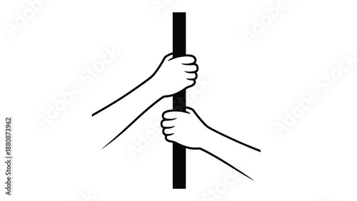 Two hands gripping a vertical black bar
