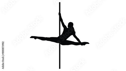 Woman pole dancing silhouette black background dance