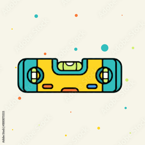Halftone, pop art, dot spirit level tool for carpenter measurement and construction vector illustration