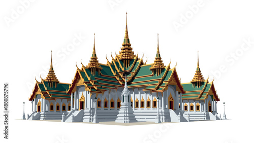 Traditional thai architecture with ornate golden roofs and intricate details