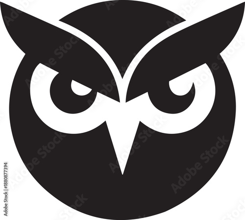 Minimalist Angry Owl Logo Character with a Sharp Beak