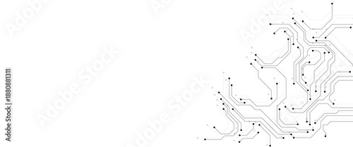 Abstract technology circuit diagram on white background.High tech circuit board connection system.Vector abstract technology on white background.