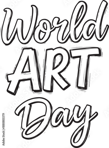 World Art Day Celebration with Handwritten Typography on White Background