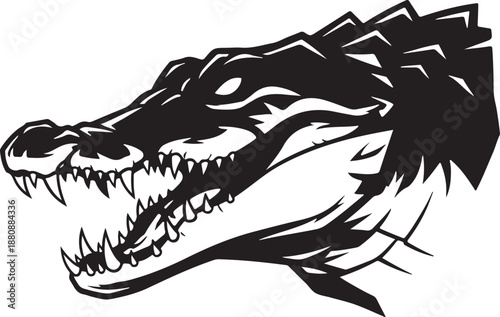 Menacingdinosaurheadwithsharpteethandspikyskinisolatedontransparentbackgroundforillustrationuse