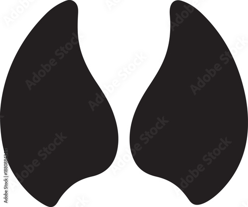 Pair of smooth abstract shapes with rounded edges and teardrop forms side by side