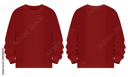 Red sweatshirt long sleeves. vector