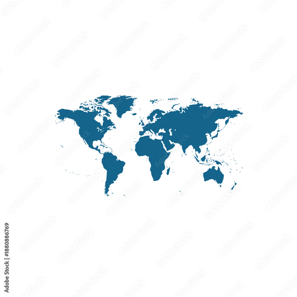 Fototapeta premium Global connections with a blue world map on white background