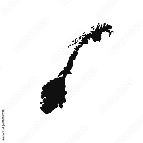 Norway map silhouette in black on white background
