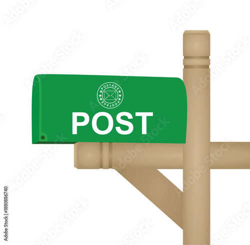 Green mail box. vector illustration