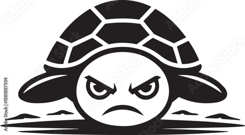A Minimalist Vector Logo Featuring an Angry Turtle
