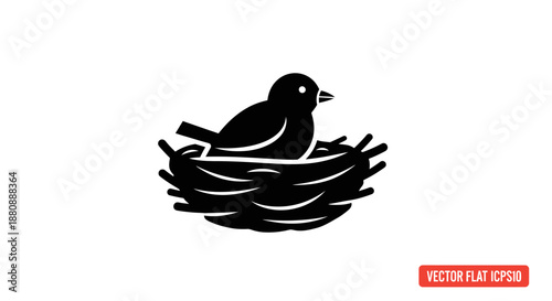 Bird sitting in a nest.