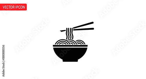 Black bowl of noodles with chopsticks.