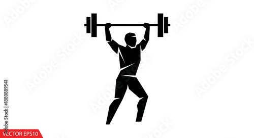 Man lifting heavy weights overhead strong.