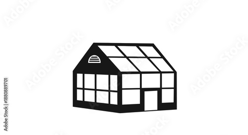 Simple black greenhouse icon illustration.