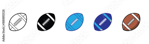 Vector illustration icon collection of american football icons in different colors