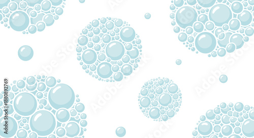 A captivating, light blue bubble pattern on a pristine white background creates an abstract and refreshing visual design.