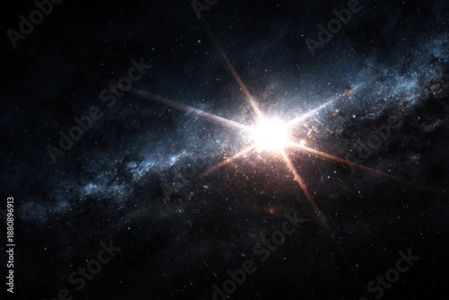 Brilliant Burst of Light Illuminates the Starry Canvas of Deep Outer Space