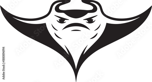 Minimalist Angry Manta Ray Mascot Gliding