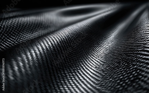 Wavy black fabric texture with light and dark contrasts, detailed weave