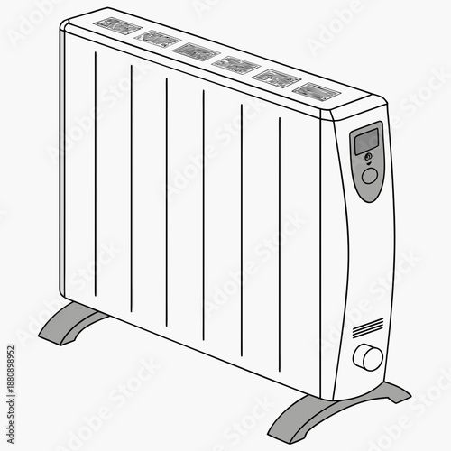 Indoor electric heater with vertical panels and control panel