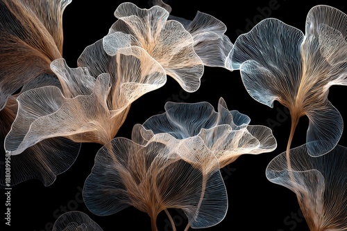 Abstract Floral Design: Delicate Lines and Shadows, Soft Light Flowers