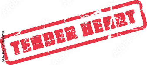 An authentic red grunge rubber stamp impression displaying the heartfelt words Tender Heart