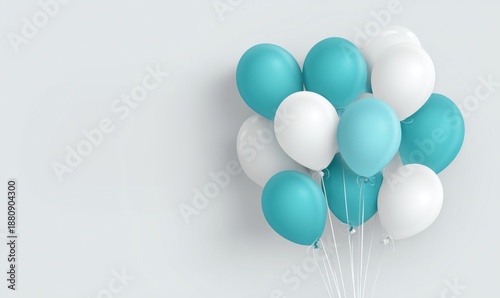 Teal and White Balloons for Celebrations, Party Decor, and Festive Occasions
