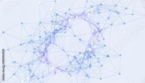 Network connections with nodes and lines creating a web of links between different points in a digital space
