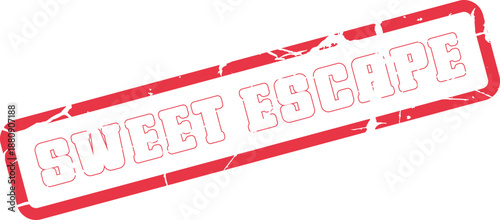 Sweet escape vibrant red rubber stamp signifying a pleasant getaway and refreshing retreat
