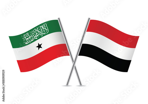 Somaliland and Yemen crossed flags on a white background. Vector illustration. Free Download Somaliland and Yemen crossed flags on a white background. Vector illustration. - GFXLoad