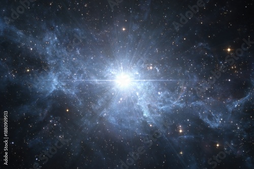 Brilliant Star Burst in Deep Space Universe: Cosmic Wonder and Exploration