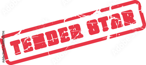 Professional grunge style stamp featuring the words Tender Star for excellence, recognition, and achievement