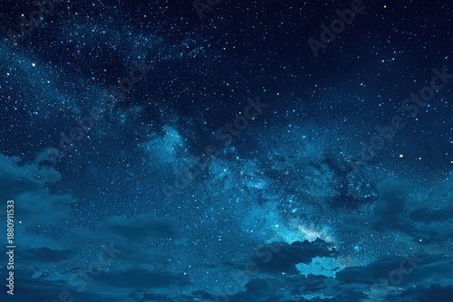 Dark blue night sky with stars and clouds, Milky Way visible