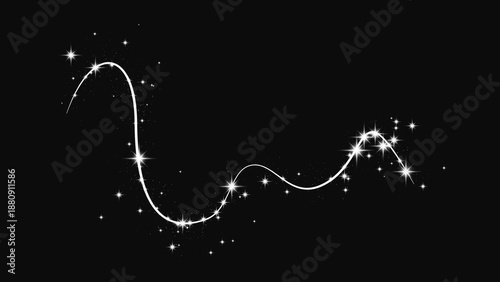 Silver glittering confetti wave and stardust