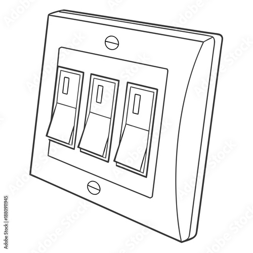 Triple gang rocker light switch outline drawing for electrical wiring diagrams