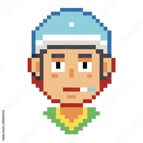 Pixel Art Young Man Character with Blue Cap and Cigarette