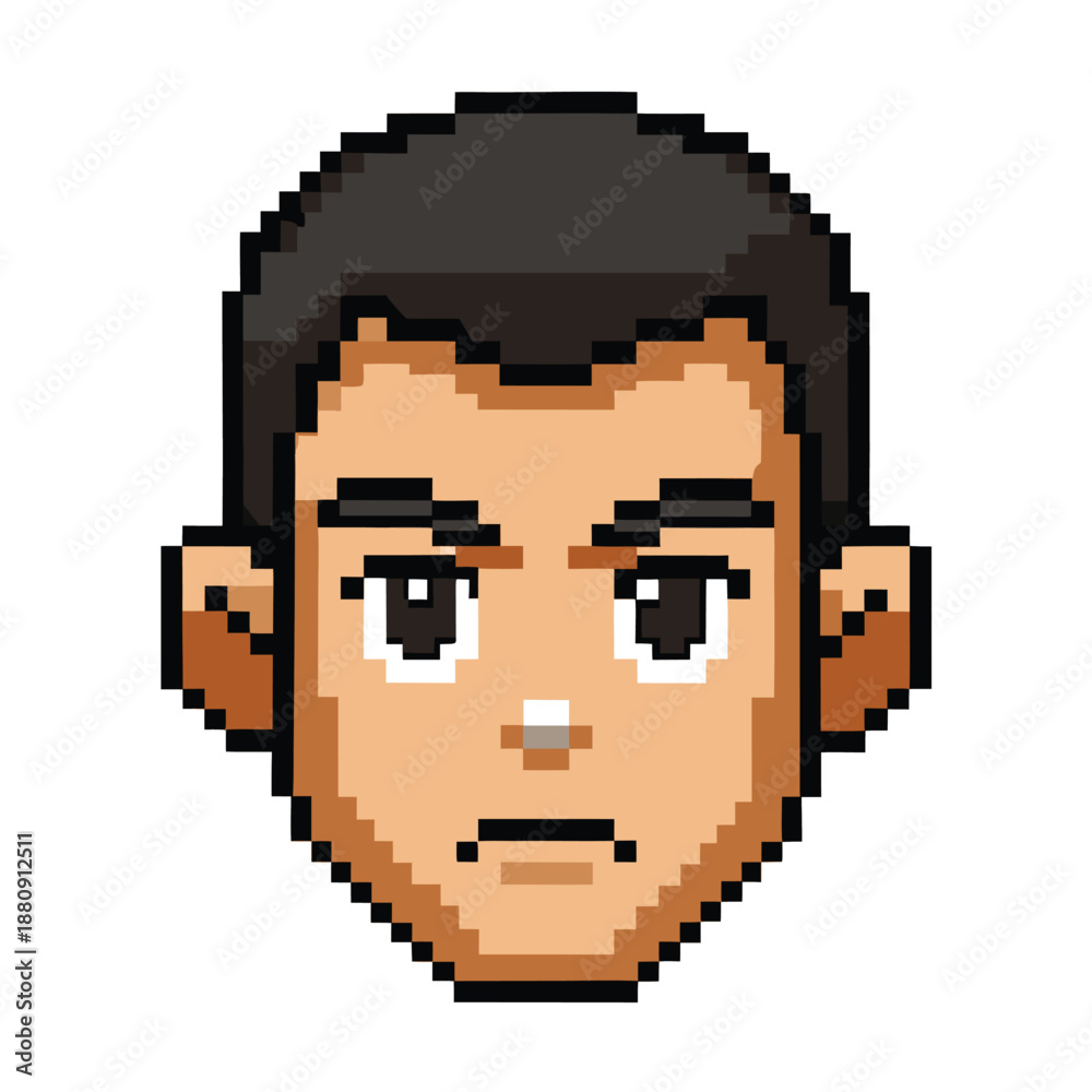 Fototapeta premium Pixel Art Tanned Male Character Face Portrait for Diversity Set