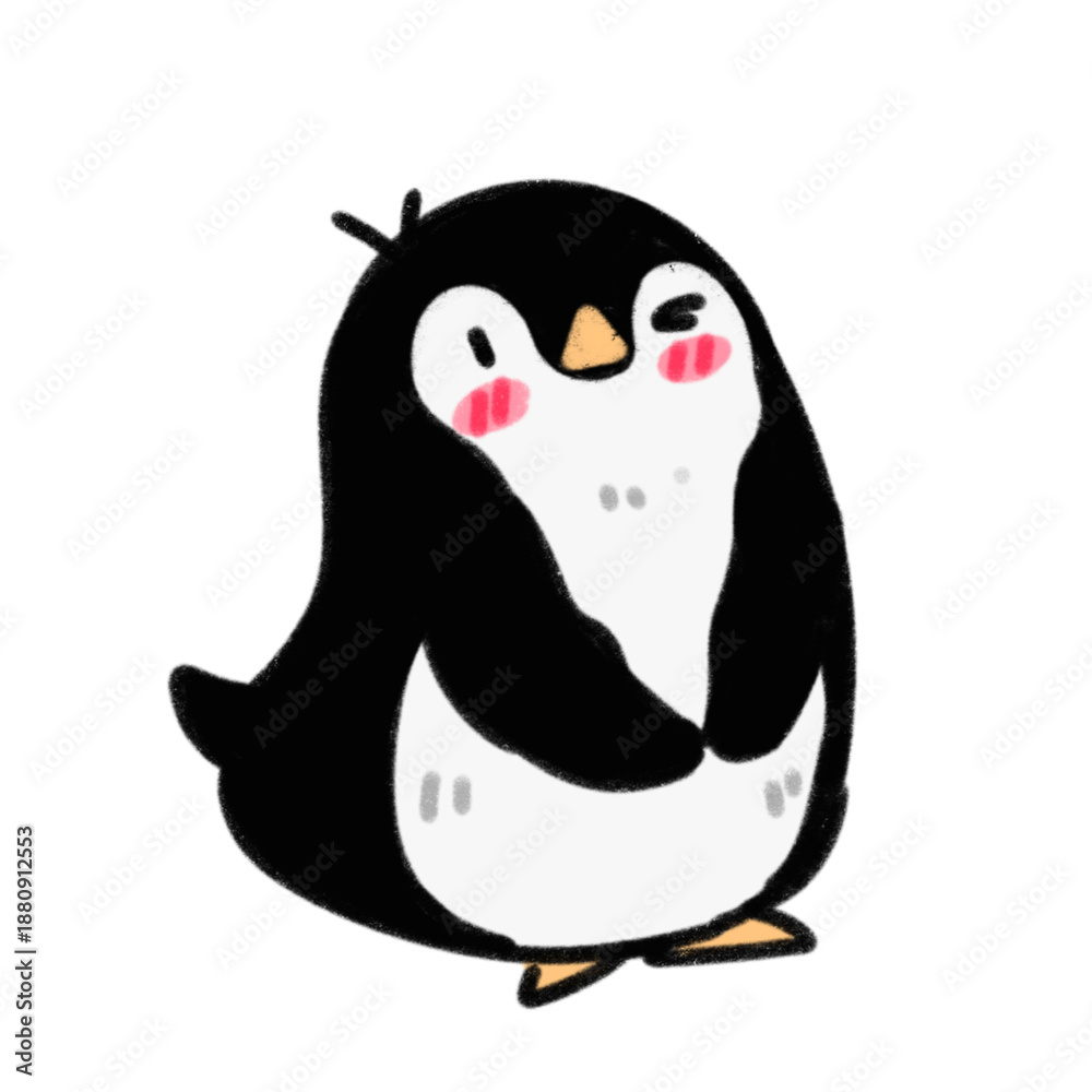 Obraz premium Cute Penguin Cartoon Character Illustration Set
