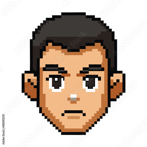 Pixel Art Tanned Male Character Face Portrait for Diversity Set